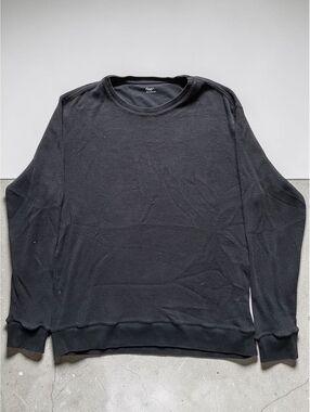 Gap Men Thermal Long Sleeve Shirt L Regular Fit Black Knit Crewneck Pullover
